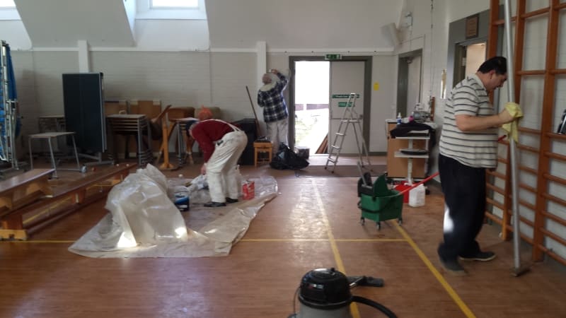 Cleaning In A School Gym