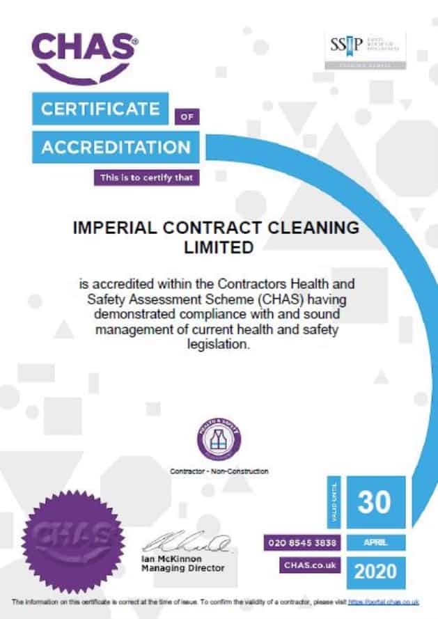 Accreditations Page, our Certificate Of Health and Safety